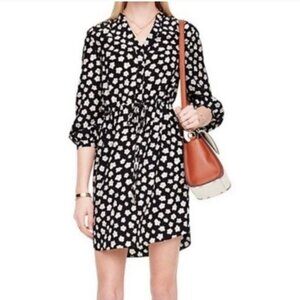 KATE SPADE Mini Faye 100% Silk Floral Print Shirt Dress Women's Size XXS